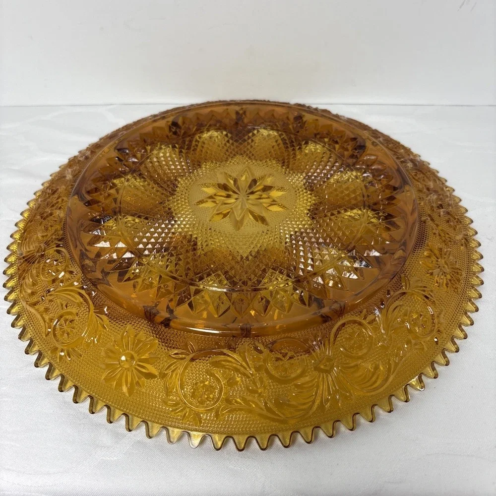 Indiana Glass Co Tiara Golden Amber Sandwich-Deviled Egg Plate Platter Tray 12